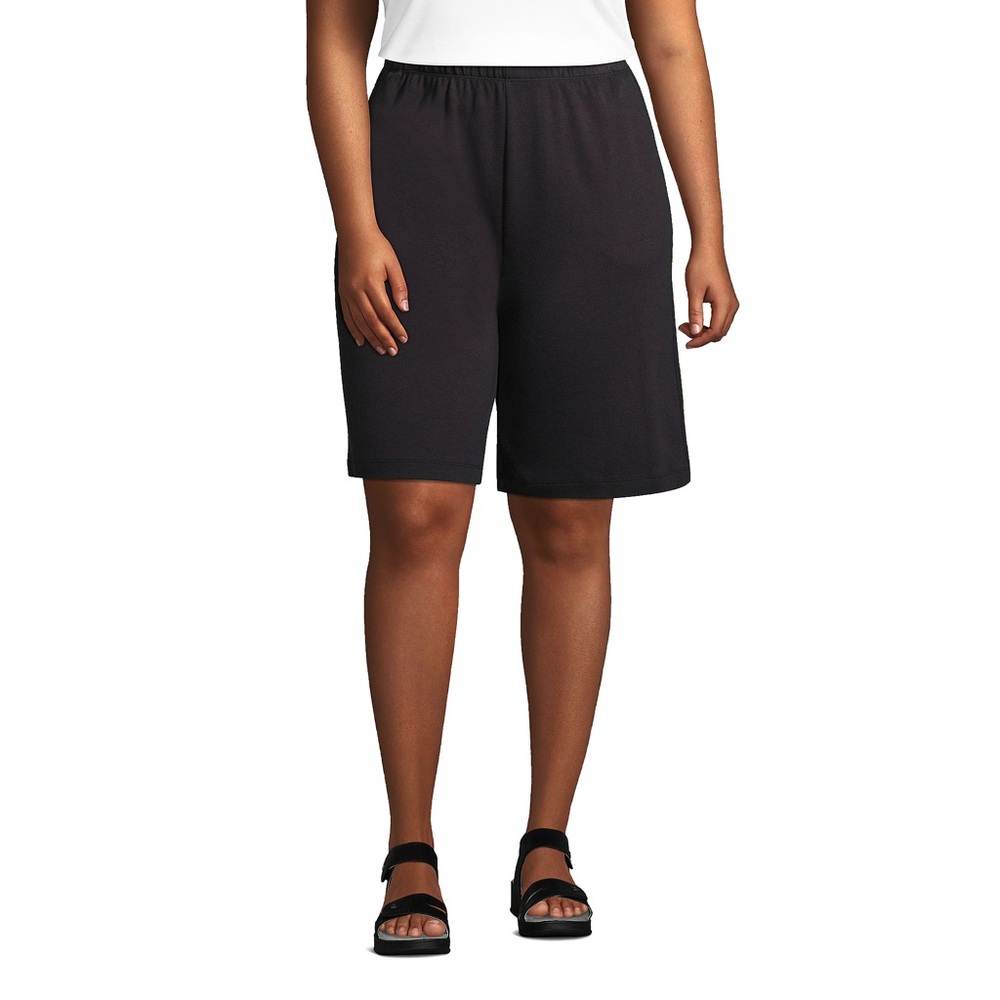 NWT Lands' End Sport Knit Pull-On Shorts Black Plus Size 3X
